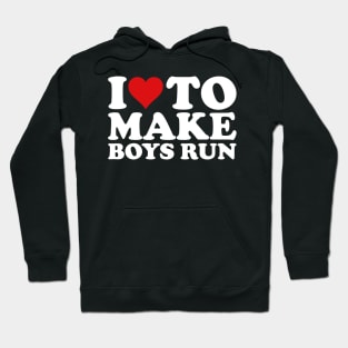 I love to make the boys run, love the funny red heart Hoodie